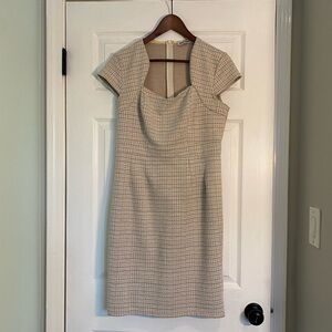 Grace Karin yellow plaid tweed short sleeve dress